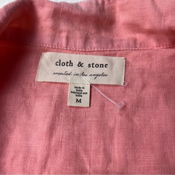 Anthropologie Cloth & Stone Button Down Tie Front Shirt Coral Medium - Picture 7 of 8